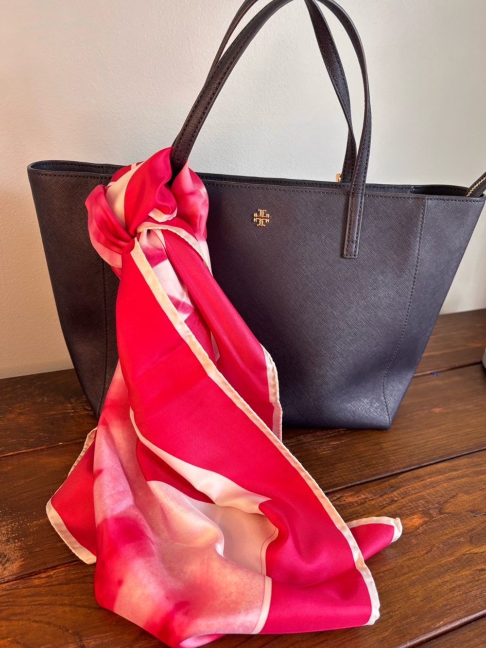 Vintage Escada 100% Silk Scarf Tie-Dye Pattern Red/Pink Colorblock